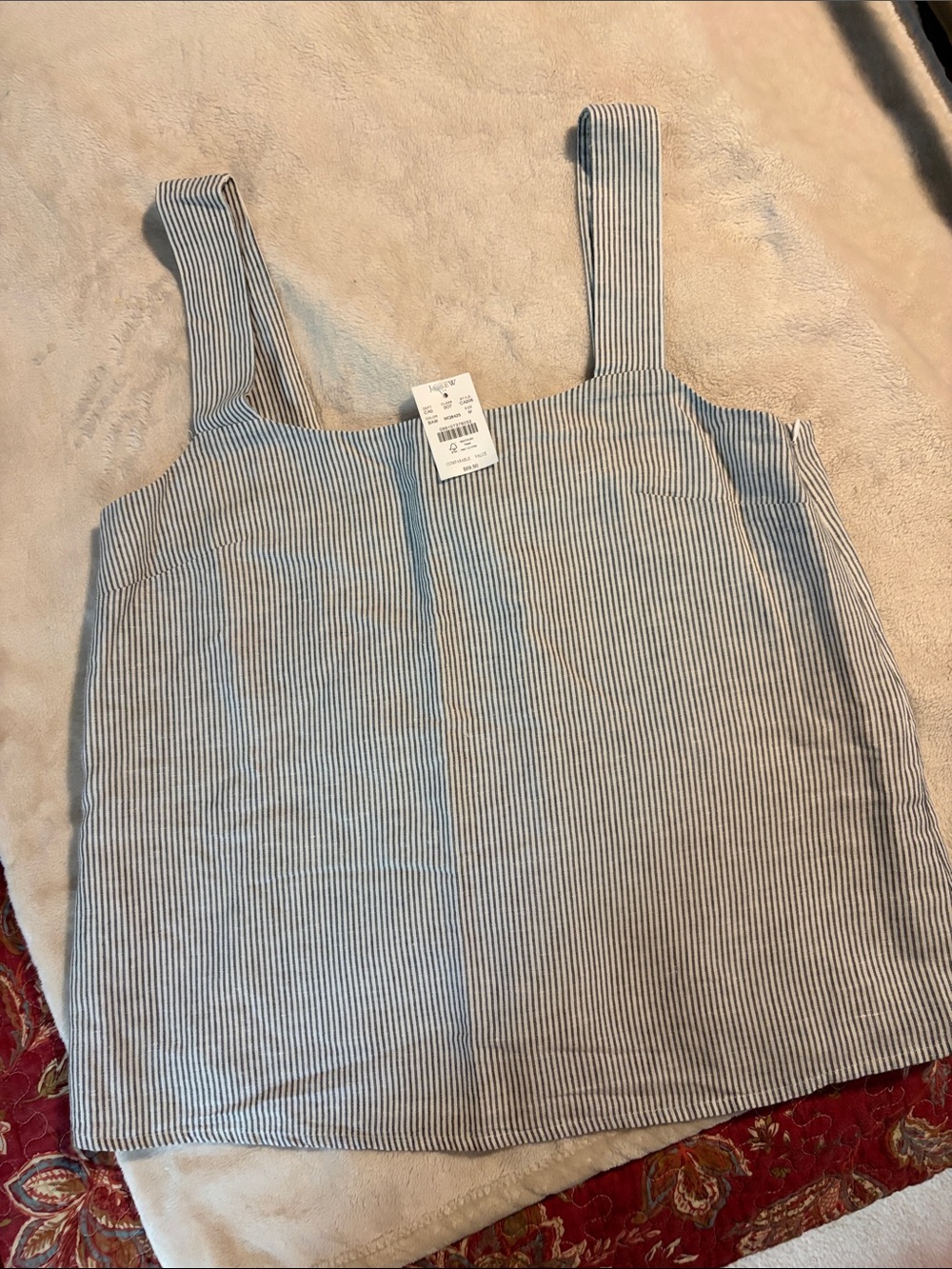 J. Crew Black and White Striped Square-Neck Tank